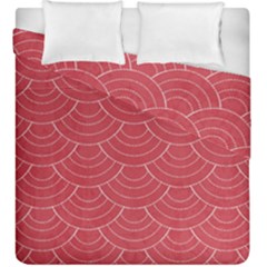 Red Sashiko Ornament Duvet Cover Double Side (king Size) by goljakoff