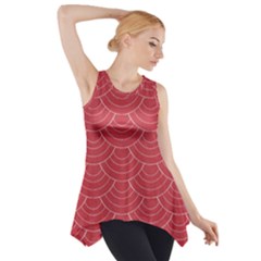 Red Sashiko Ornament Side Drop Tank Tunic by goljakoff