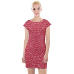 Red Sashiko Ornament Cap Sleeve Bodycon Dress by goljakoff