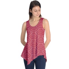 Red Sashiko Ornament Sleeveless Tunic by goljakoff