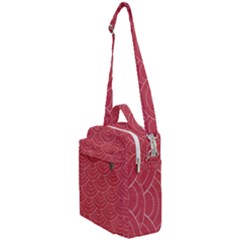 Red Sashiko Ornament Crossbody Day Bag by goljakoff