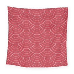 Red Sashiko Ornament Square Tapestry (large) by goljakoff