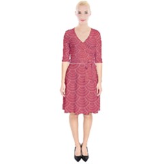 Red Sashiko Ornament Wrap Up Cocktail Dress by goljakoff