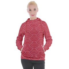 Red Sashiko Ornament Women s Hooded Pullover by goljakoff