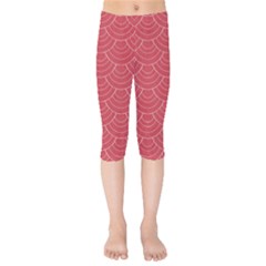 Red Sashiko Ornament Kids  Capri Leggings  by goljakoff