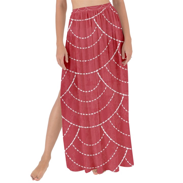 Red sashiko ornament Maxi Chiffon Tie-Up Sarong