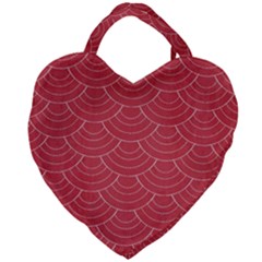 Red Sashiko Ornament Giant Heart Shaped Tote by goljakoff