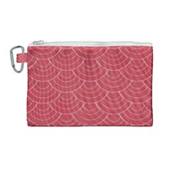 Red Sashiko Ornament Canvas Cosmetic Bag (large) by goljakoff