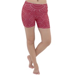 Red Sashiko Ornament Lightweight Velour Yoga Shorts by goljakoff