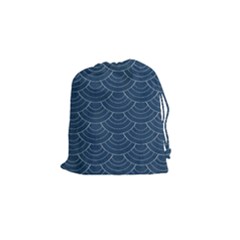 Blue Sashiko Plaid Drawstring Pouch (small) by goljakoff