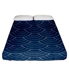 Blue Sashiko Plaid Fitted Sheet (california King Size) by goljakoff