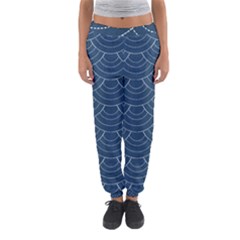 Blue Sashiko Plaid Women s Jogger Sweatpants by goljakoff