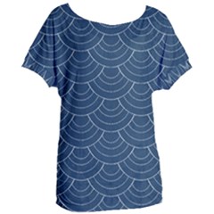 Blue Sashiko Plaid Women s Oversized Tee by goljakoff