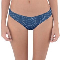 Blue Sashiko Plaid Reversible Hipster Bikini Bottoms by goljakoff