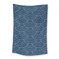 Blue Sashiko Plaid Small Tapestry by goljakoff