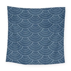 Blue Sashiko Plaid Square Tapestry (large) by goljakoff