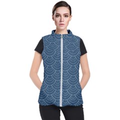 Blue Sashiko Plaid Women s Puffer Vest by goljakoff