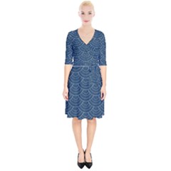 Blue Sashiko Plaid Wrap Up Cocktail Dress by goljakoff