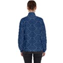 Blue sashiko plaid Women s High Neck Windbreaker View2