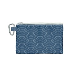 Blue Sashiko Plaid Canvas Cosmetic Bag (small) by goljakoff