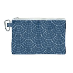 Blue Sashiko Plaid Canvas Cosmetic Bag (large) by goljakoff