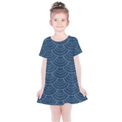 Blue Sashiko Plaid Kids  Simple Cotton Dress by goljakoff