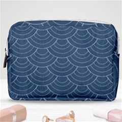 Blue Sashiko Plaid Make Up Pouch (medium) by goljakoff