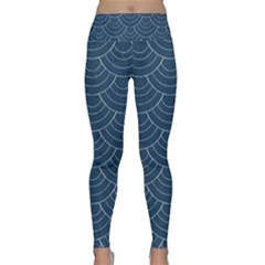 Blue Sashiko Plaid Lightweight Velour Classic Yoga Leggings by goljakoff