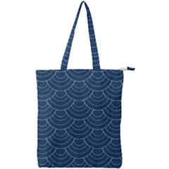 Blue Sashiko Plaid Double Zip Up Tote Bag by goljakoff