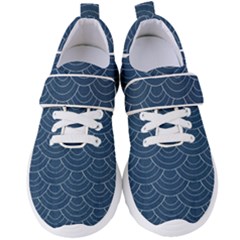 Blue Sashiko Plaid Women s Velcro Strap Shoes by goljakoff