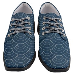 Blue Sashiko Plaid Women Heeled Oxford Shoes by goljakoff