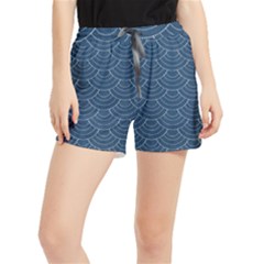 Blue Sashiko Plaid Runner Shorts by goljakoff