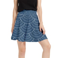 Blue Sashiko Plaid Waistband Skirt by goljakoff