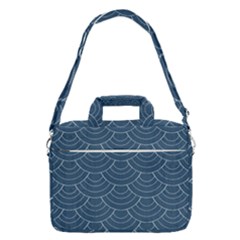 Blue Sashiko Plaid Macbook Pro Shoulder Laptop Bag  by goljakoff