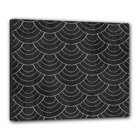 Black Sashiko Pattern Canvas 20  X 16  (stretched) by goljakoff