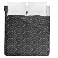 Black Sashiko Pattern Duvet Cover Double Side (queen Size) by goljakoff