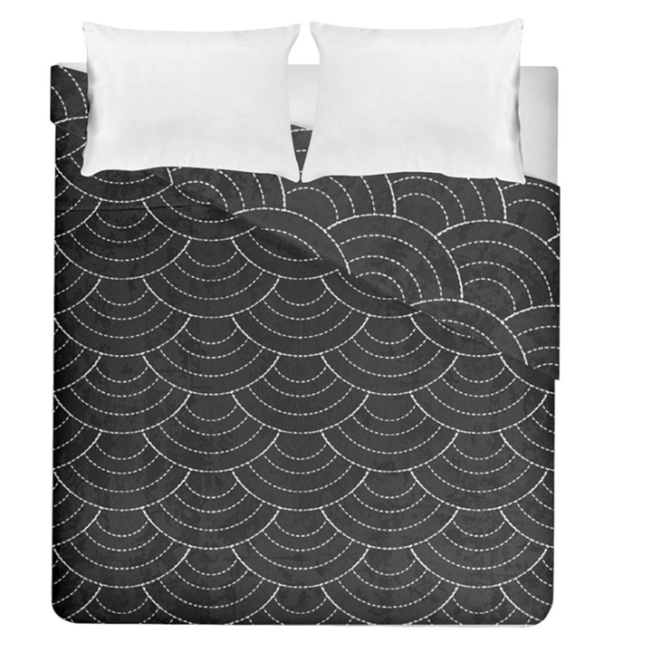 Black sashiko pattern Duvet Cover Double Side (Queen Size)