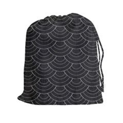 Black Sashiko Pattern Drawstring Pouch (2xl) by goljakoff