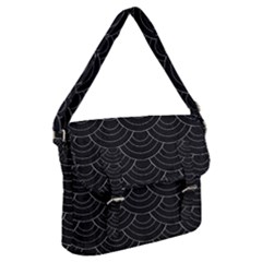 Black Sashiko Pattern Buckle Messenger Bag by goljakoff