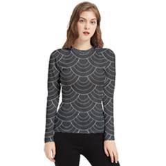 Black Sashiko Pattern Women s Long Sleeve Rash Guard by goljakoff