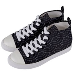 Black Sashiko Pattern Women s Mid-top Canvas Sneakers by goljakoff