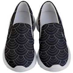 Black Sashiko Pattern Kids Lightweight Slip Ons by goljakoff