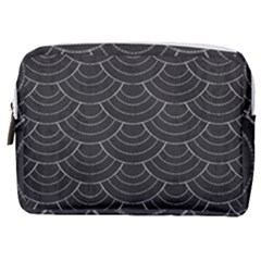 Black Sashiko Pattern Make Up Pouch (medium) by goljakoff