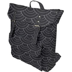 Black Sashiko Pattern Buckle Up Backpack by goljakoff