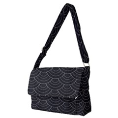 Black Sashiko Pattern Full Print Messenger Bag (m) by goljakoff