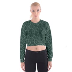 Green Sashiko Pattern Cropped Sweatshirt by goljakoff