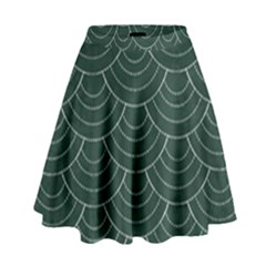 Green Sashiko Pattern High Waist Skirt by goljakoff