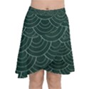 Green sashiko pattern Chiffon Wrap Front Skirt View1