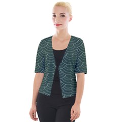 Green Sashiko Pattern Cropped Button Cardigan by goljakoff