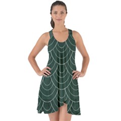 Green Sashiko Pattern Show Some Back Chiffon Dress by goljakoff